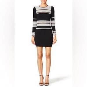 RVN Black and White Techno Grid Sheath Dress